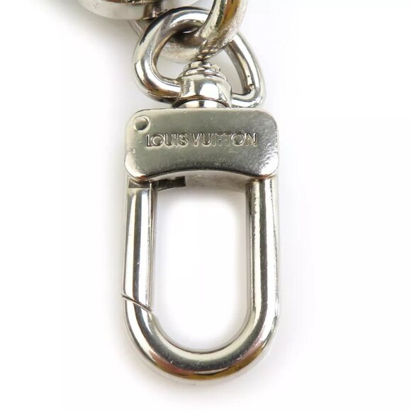 Auth LOUIS VUITTON Charm Key Ring Black/Silver Metal/Leather - Picture 6 of 8